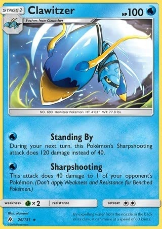 Pokémon Pokemon Clawitzer 26/131 - English + Toploader