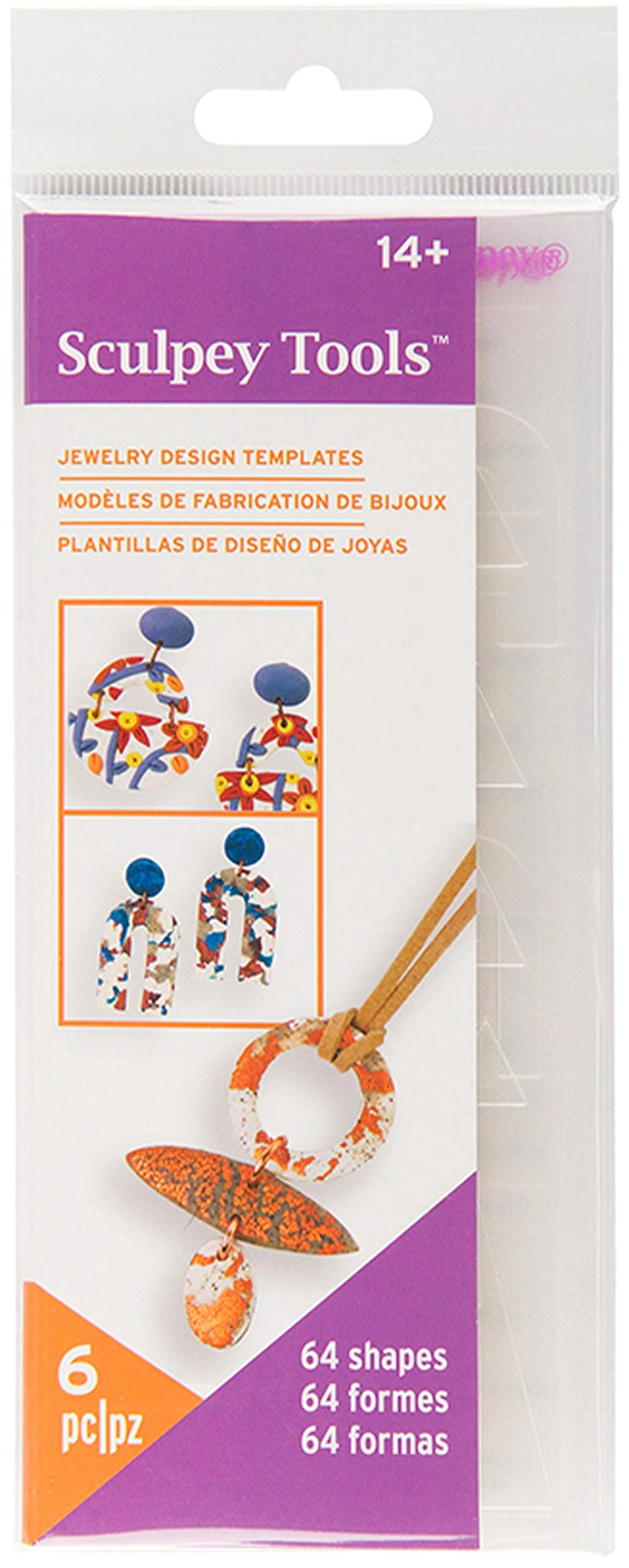 Sculpey Jewelry Design Template Set - 6 Templates 64 Unique Shapes