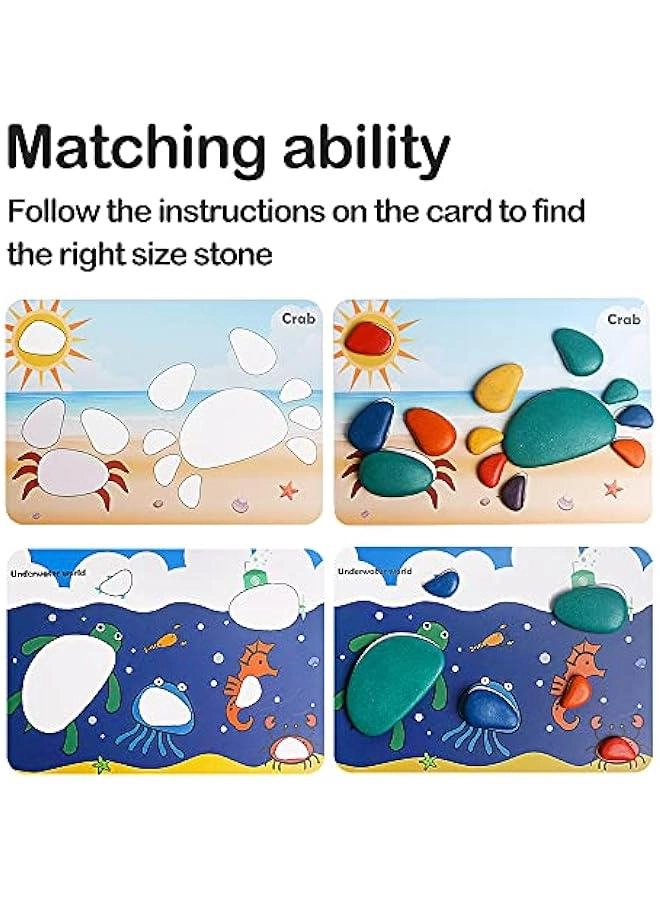 Wooden Sorting Stacking Rocks - 3+ 36Pcs