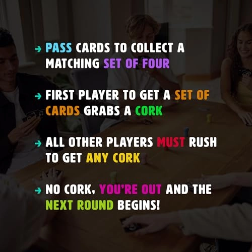 Corks - 15 wooden corks 56 corks game cards English 6+