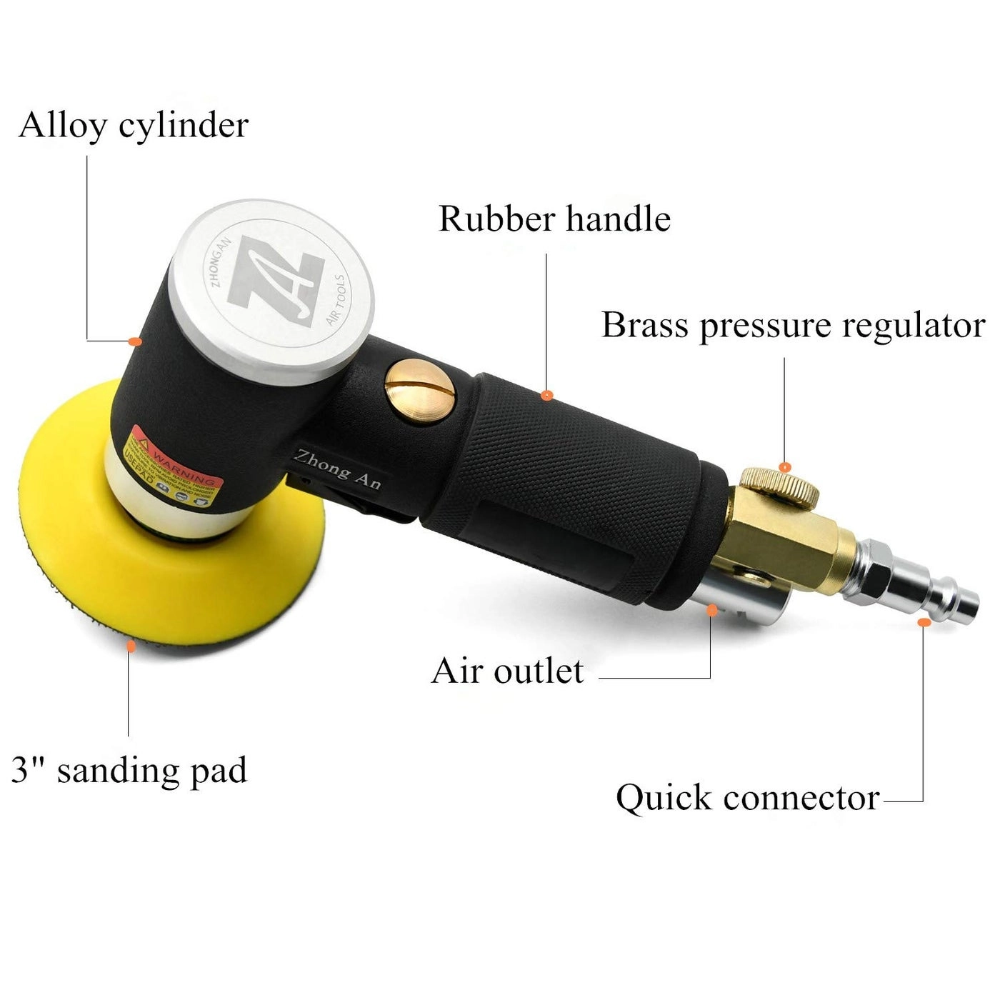 Mini Orbital Sander - 3-inch Dual Action Black