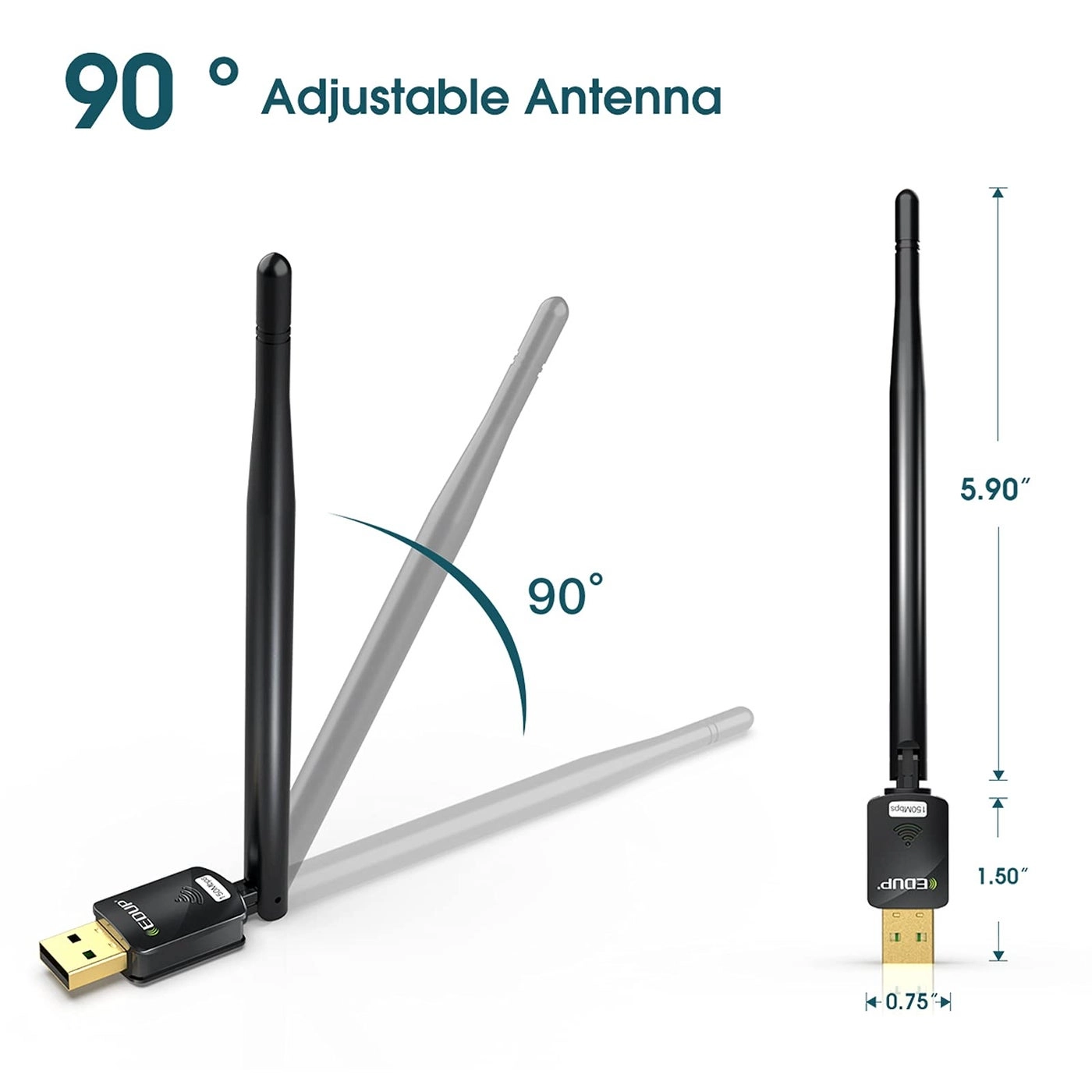 USB WiFi Adapter - 150Mbps 2.4GHz 6dBi Antenna