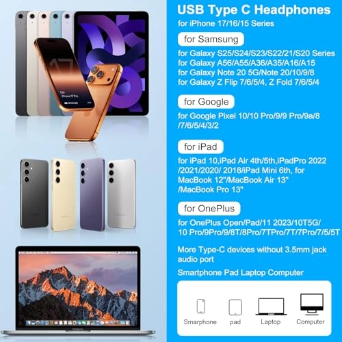 USB C Headphones Wired Earbud