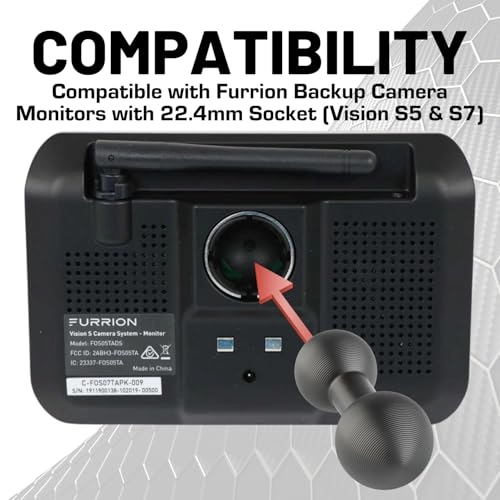 20mm to 22.4mm Ball Mount Extension Connector - Aluminum Compatible with Furrion Backup Cameras