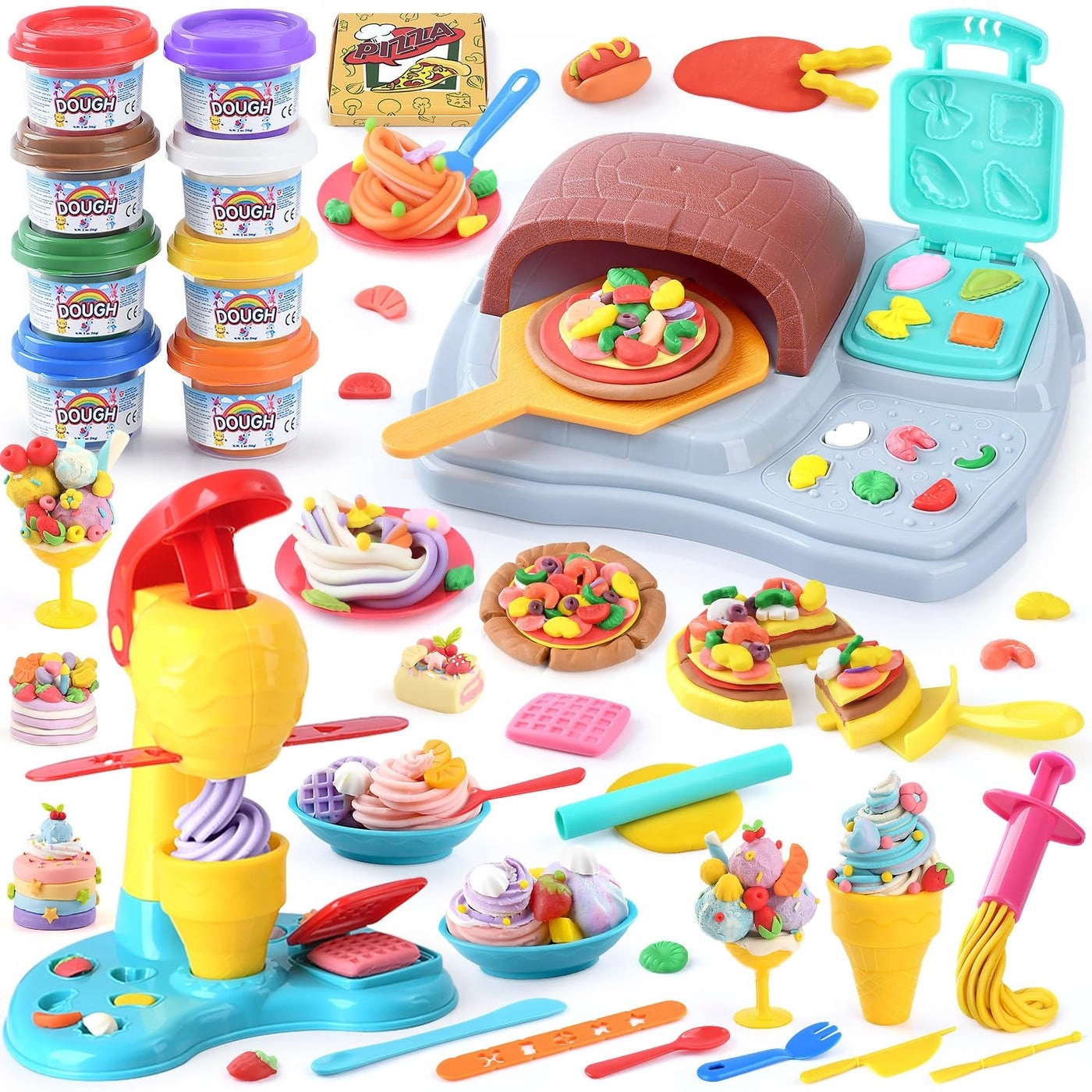 2 in 1 Color Dough Playset - natural wheat ingredients 57g 8 pcs.