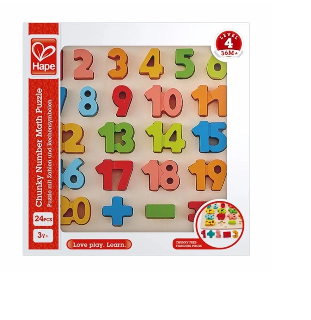 Chunky Alphabet And Number Math Wooden Puzzle Set - 3+