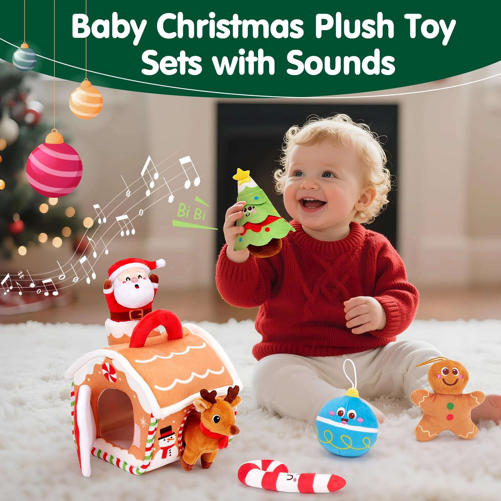 Musical & Sensory Plush Toy Set - 6-36 MONTHS Polyester Christmas 7