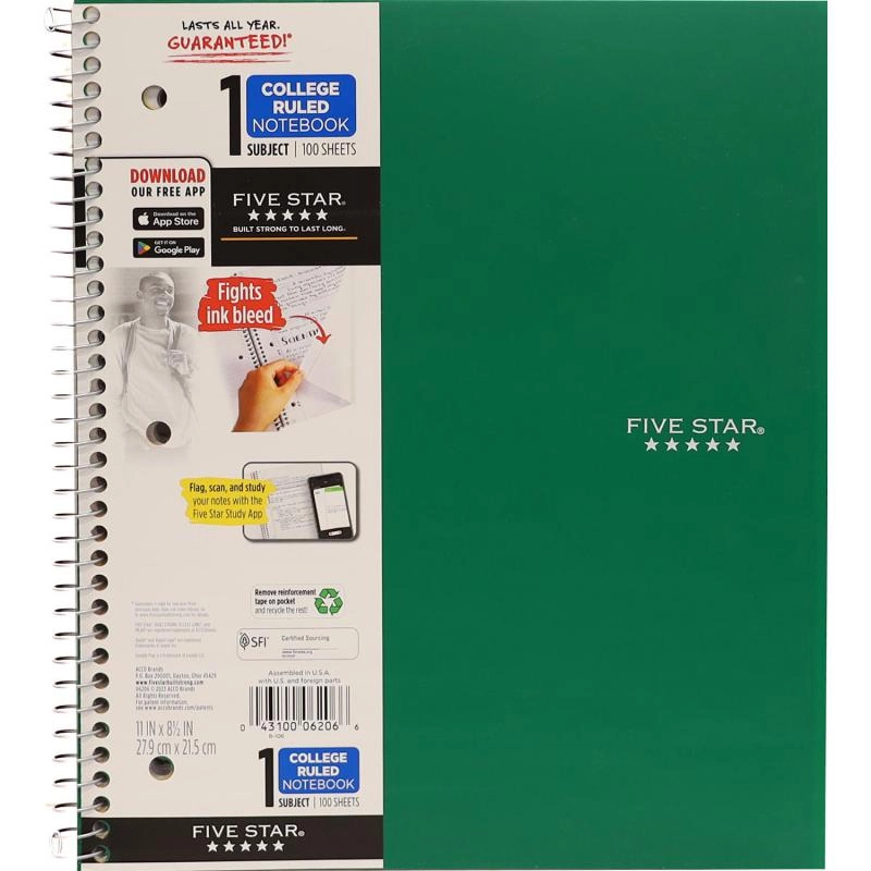 Notebook 8.5 X 11 Spiral - Grid 100 Sheets