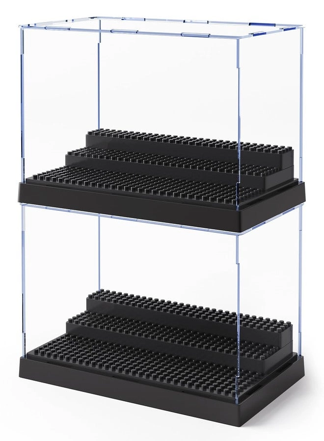 Mlikero Minifigure Display Case - 2 pcs Clear Acrylic 3 Movable Steps