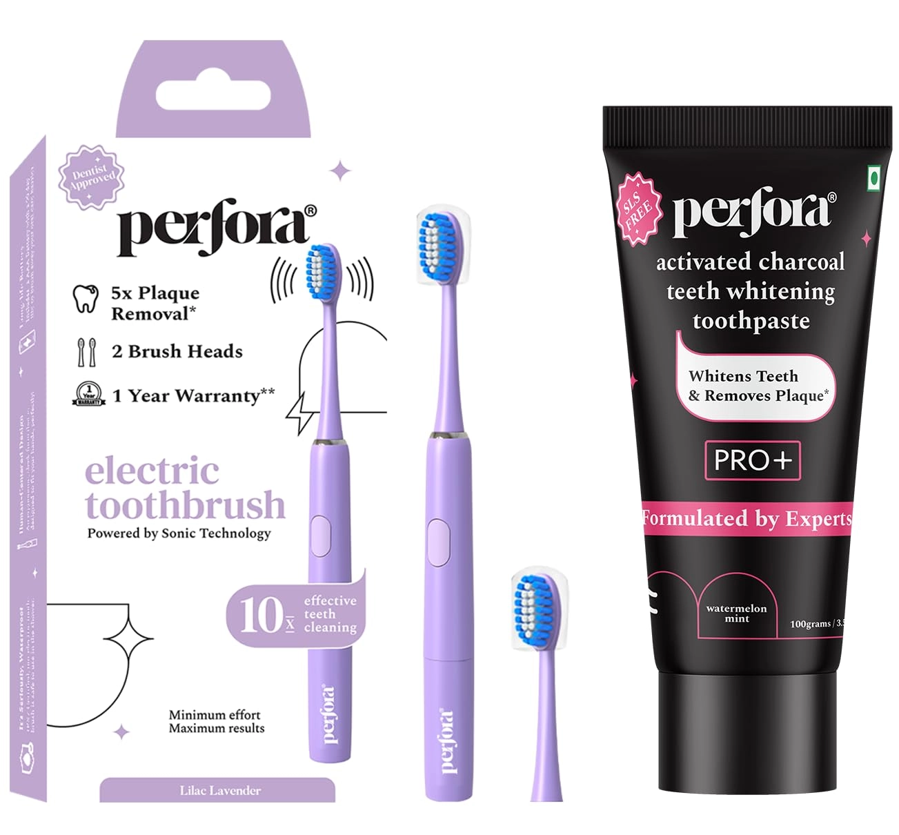 Electric Toothbrush 002 - Lilac Lavender + Charcoal Toothpaste - Vitamin Enriched