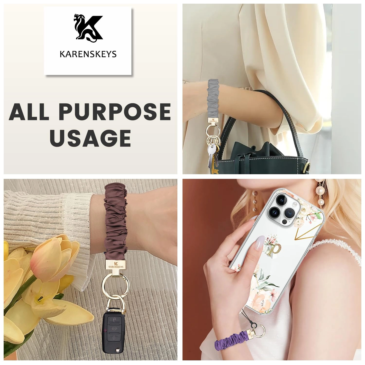 Scrunchie Keychain Wristlet - Colour