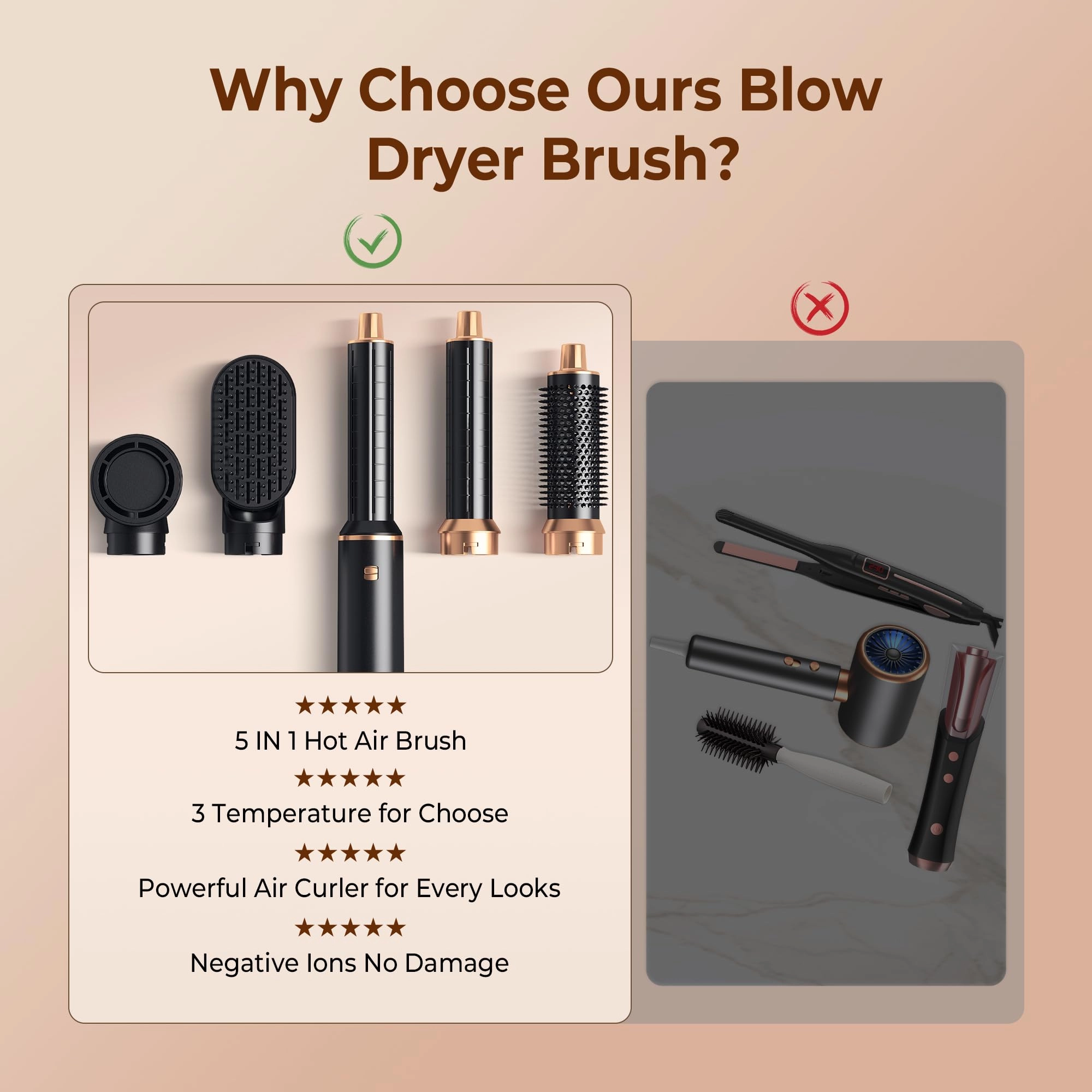 5 in 1 Blow Dryer Brush - 800 watts Royal Blue