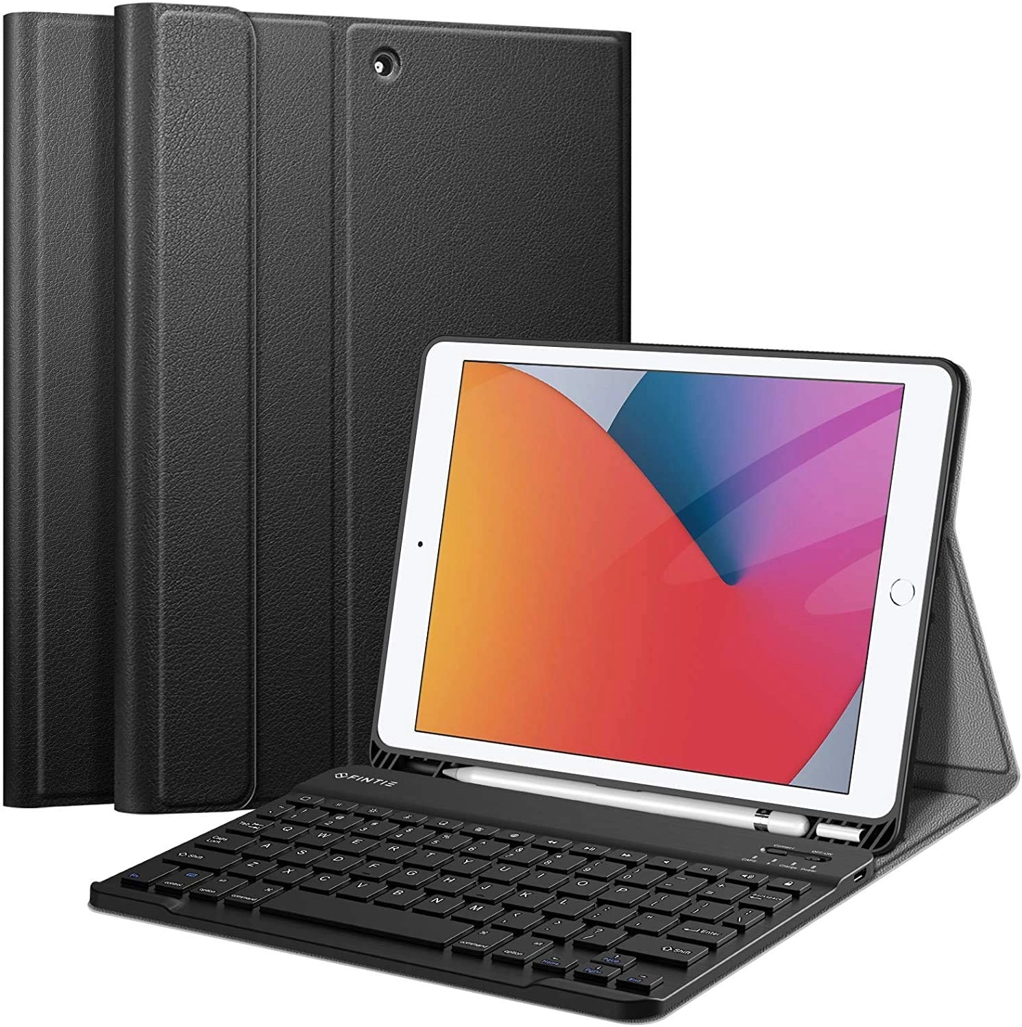 Ntech Keyboard Case with Pencil Holder for New iPad 8th Generation (2020) / 7th Generation (2019) 10.2-inch