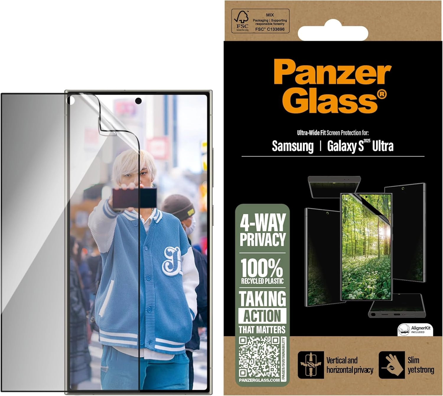 PanzerGlass Privacy Screen Protector Samsung Galaxy S25 Ultra - Edge-to-Edge Anti-Glare