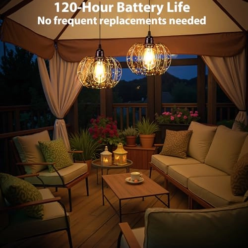 Battery Operated Hanging Outdoor Chandelier - Red Copper 2