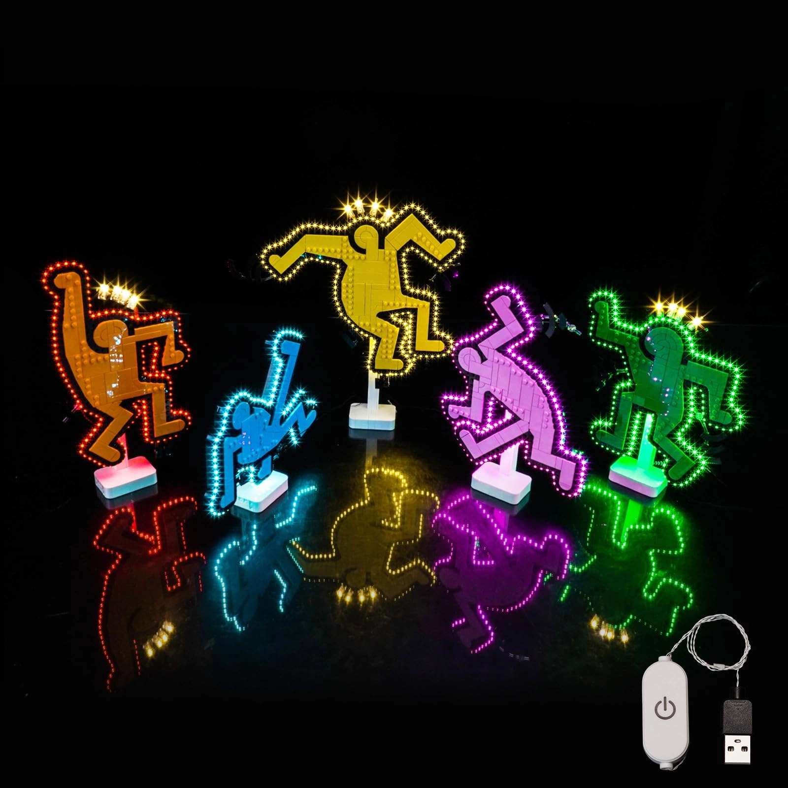 BrickBling 31216 Keith Haring Dancing Figures - Touch Dimmer USB and Battery