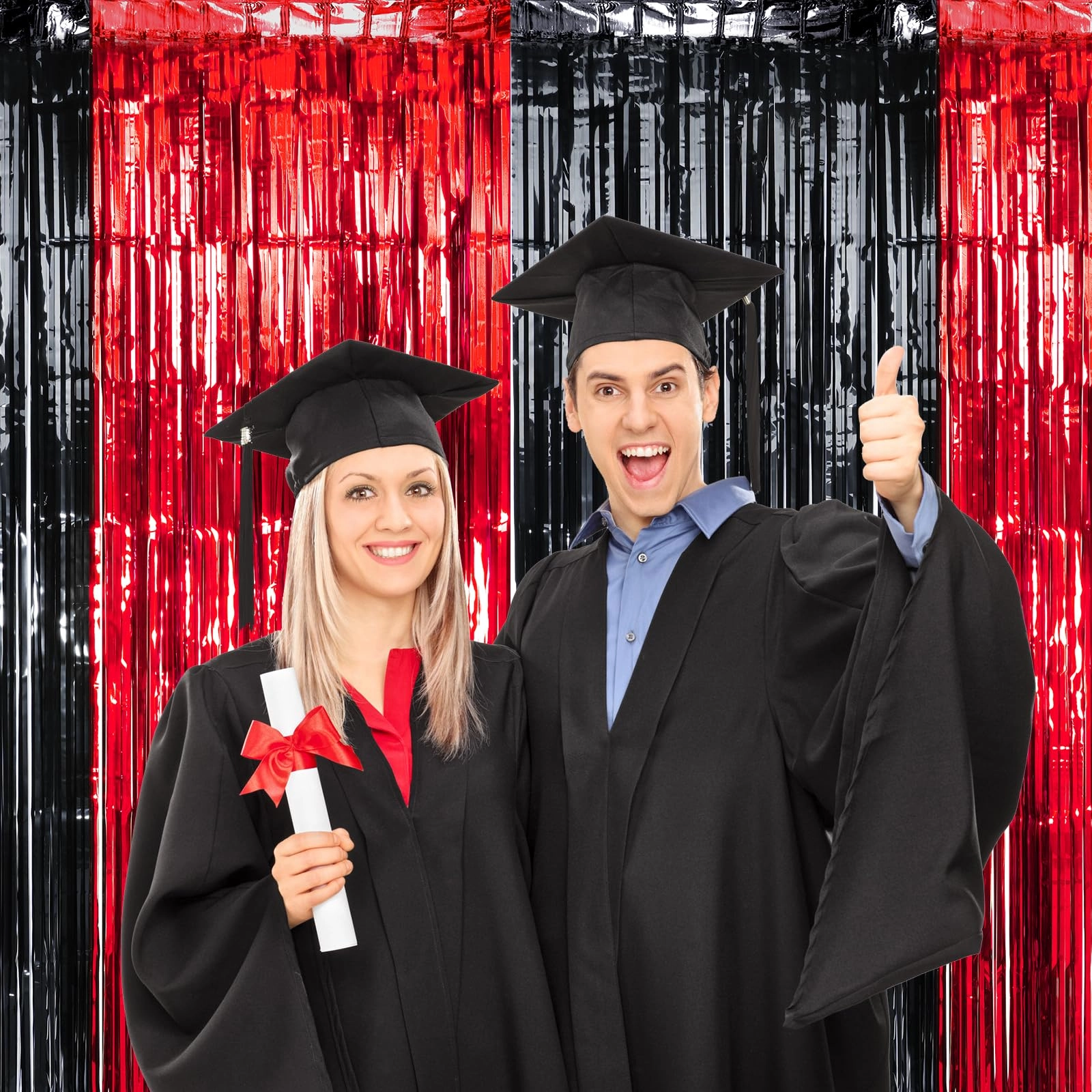 Foil Fringe Curtain - 3 Birthday Graduation Prom Wedding Pack