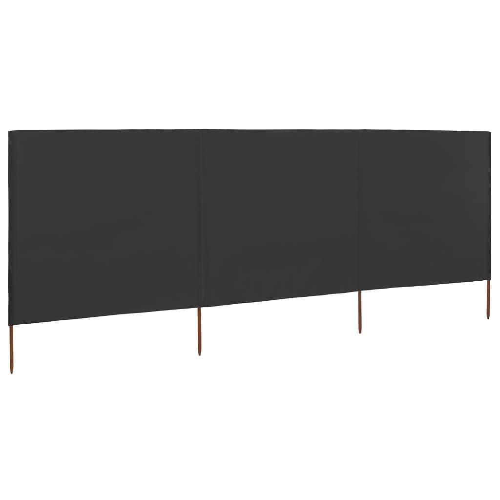 3-Panel Folding Wind Screen - 400x80cm Anthracite