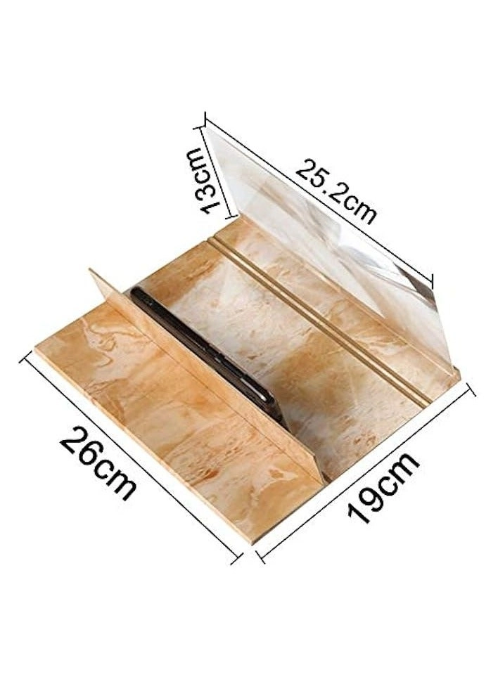 Mobile Phone Screen Magnifier - 3D HD 12 Inches Wooden Desktop Bracket