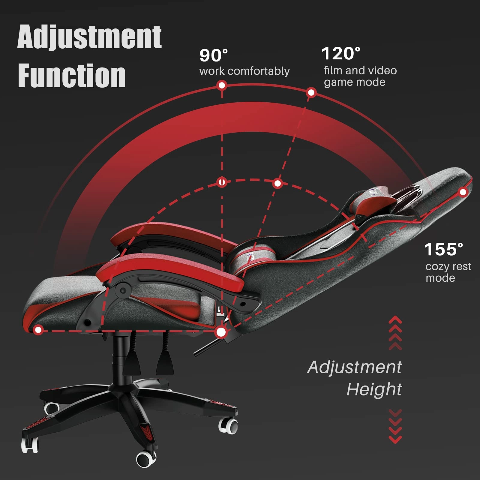 white LED gaming chair - RGB Reclining PU Leather