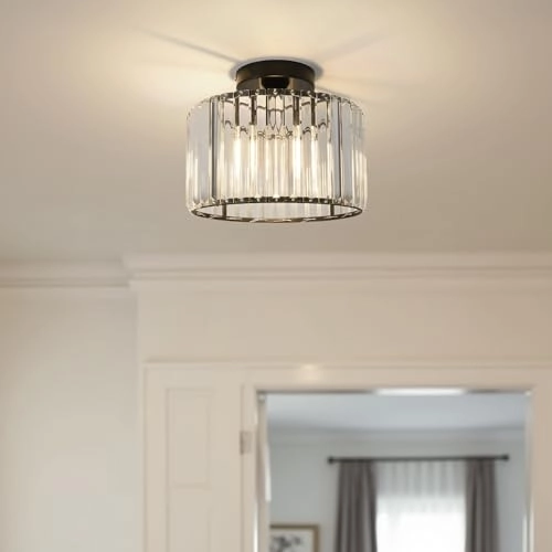 Crystal Ceiling Lamp - E27 Black 26.5 cm