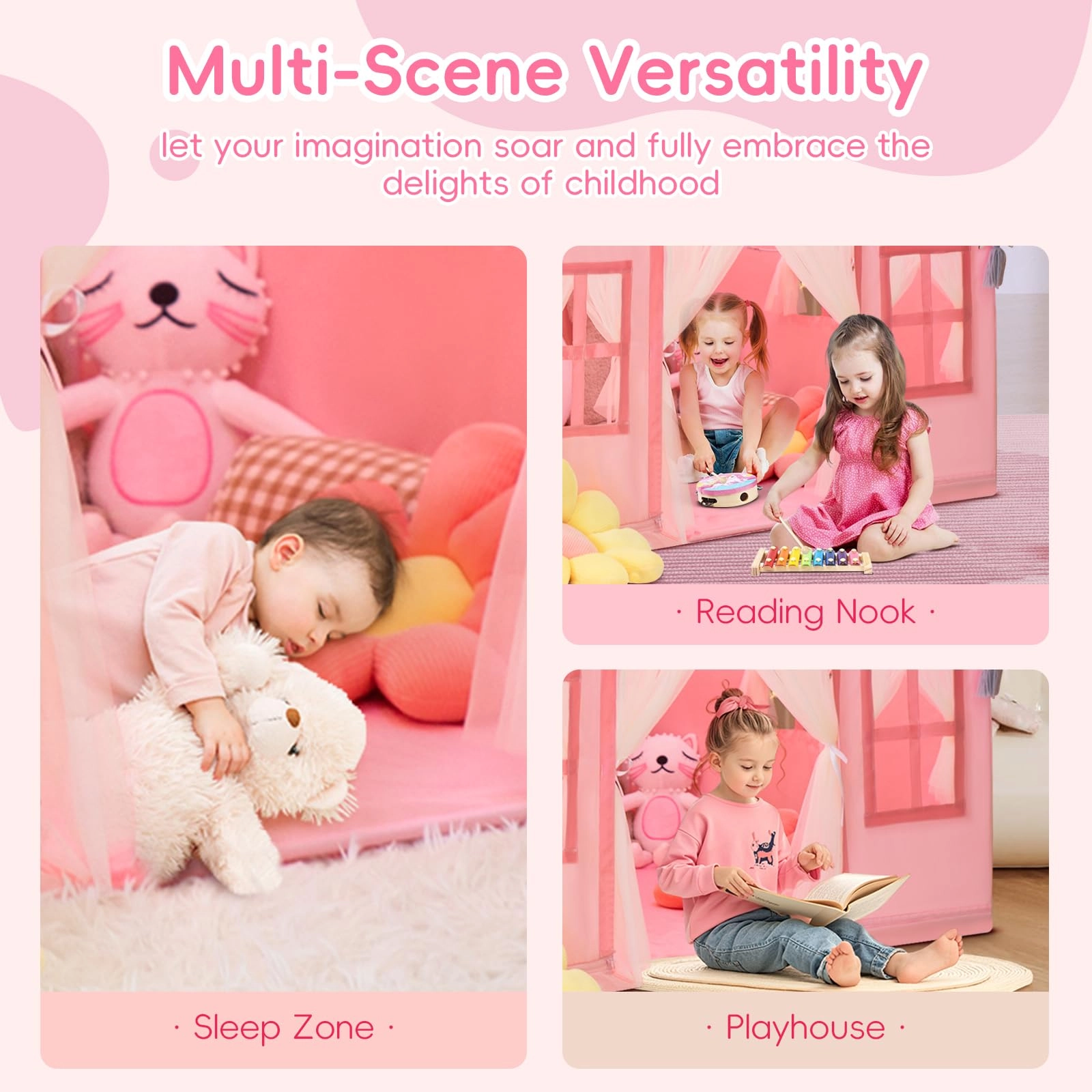 Kids Tent Playhouse - Large Pink