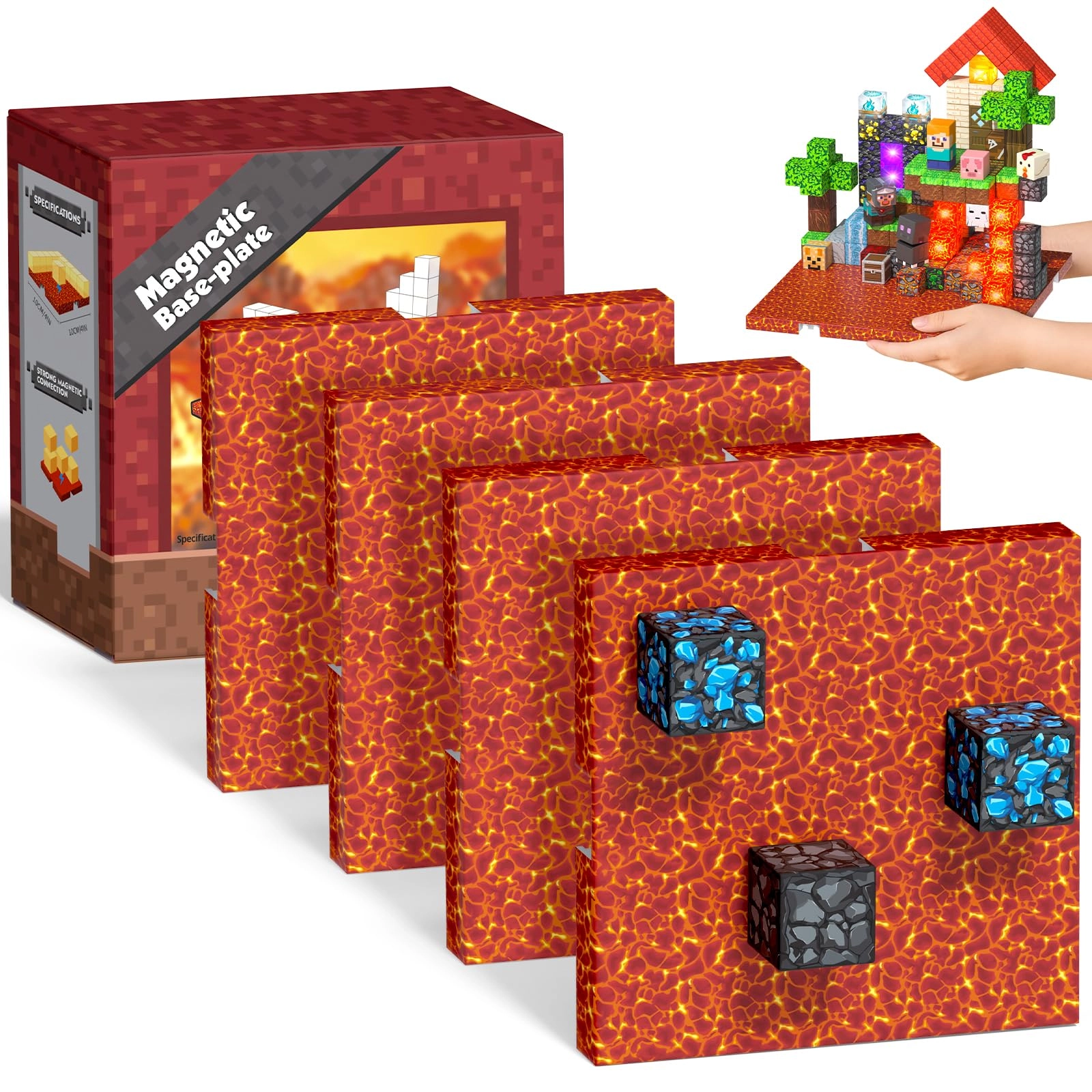 ToyUnited magnetic blocks base-plates - Cartoon 4 pcs