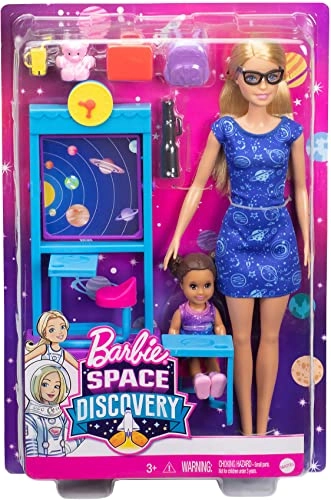 Barbie Space Discovery Teacher Doll + Science Classroom Playset + Student Small Doll