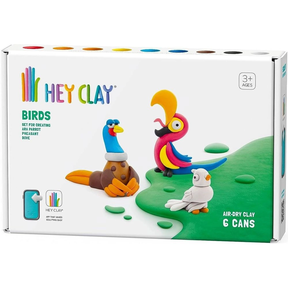 HEY CLAY DIY Birds Plastic Modelling Air Dry Clay Kit - 340g 6pcs.