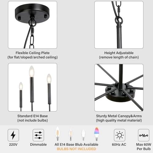 Modern Farmhouse Chandelier - height: max 170 cm / min 70 cm