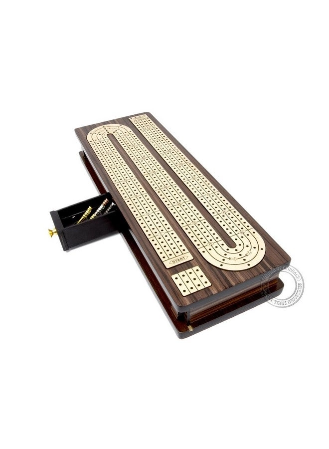 Continuous Cribbage Board - 4 Track Inlaid in Wenge Wood/Maple