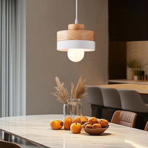Round Wood Pendant Light - E27 18cm