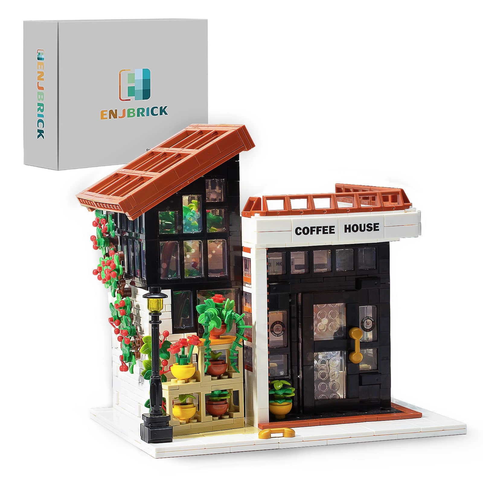 ENJBRICK Flowers Botanical City Coffee Shop Building Kit - 1512 pcs