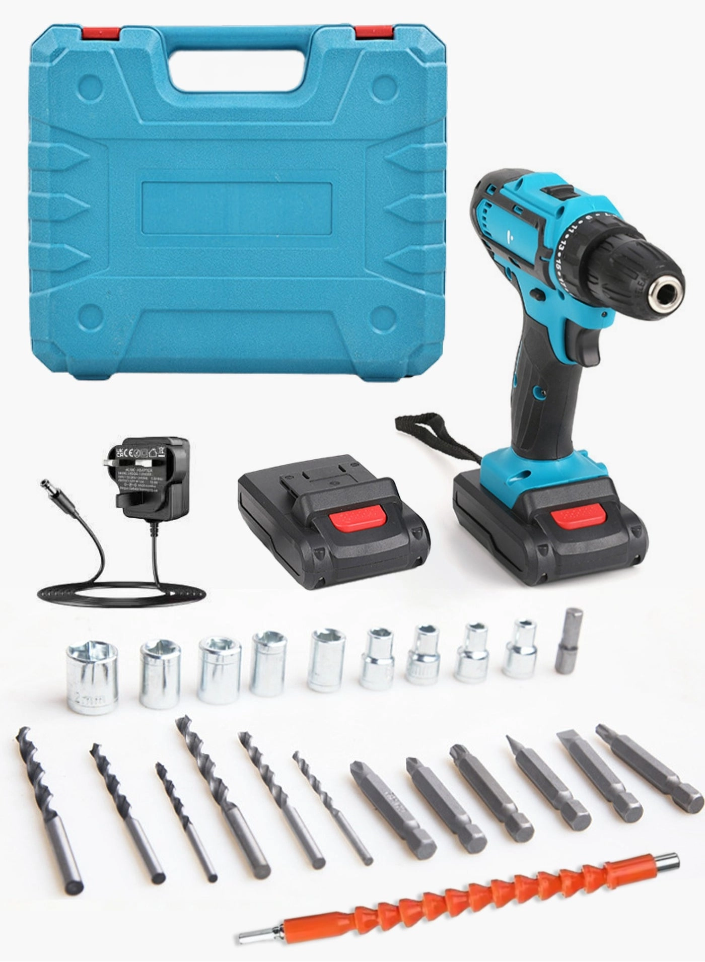 Cordless Electric Drill - 2 Batteries Built-in LED