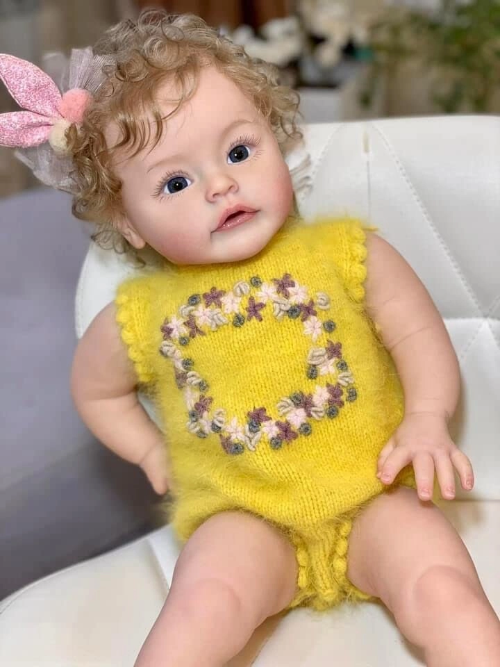 Sue-Sue Reborn Doll - 24 Inch (61 cm) hand-rooted fibre hair Blue Eyes