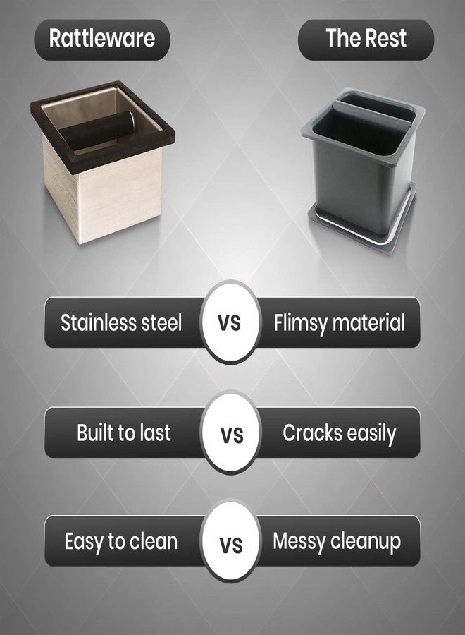 Stainless Steel Knock Box - Heavy-Duty Welded Bar Non-Slip Rubber Base