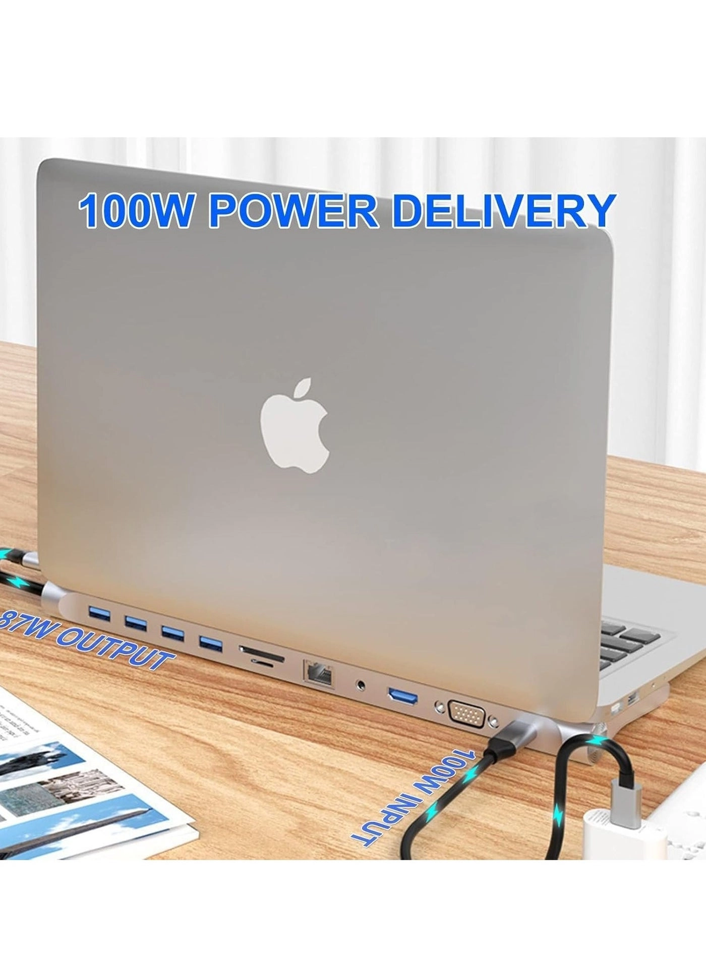 10-in-1 USB C Hub Docking Station - USB C MacBook Pro, Type C Laptops & Devices