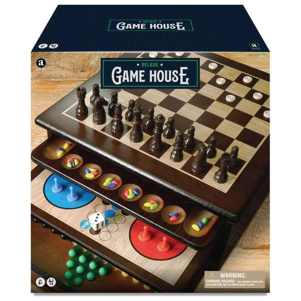 Craftsman Deluxe Wooden Game House - Mahogany wood finish 80 Playing pieces