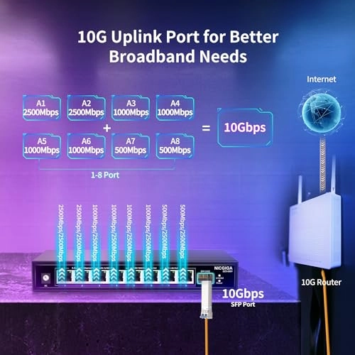 9 Port | 8x 2.5G Vlan + 1x 10G SFP+ 8-Ports