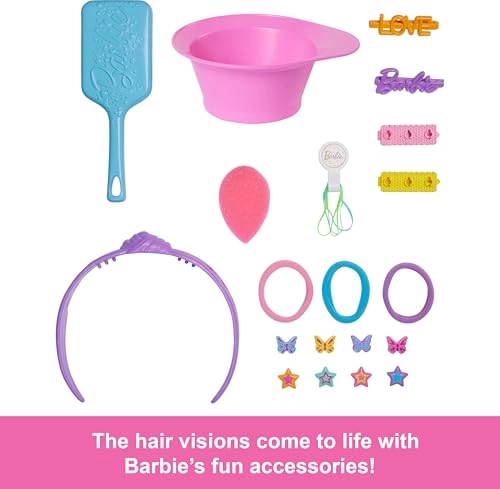 Doll Styling Head - Dark Brown Hair 20+ Hair Styling Accessories Ages 3+