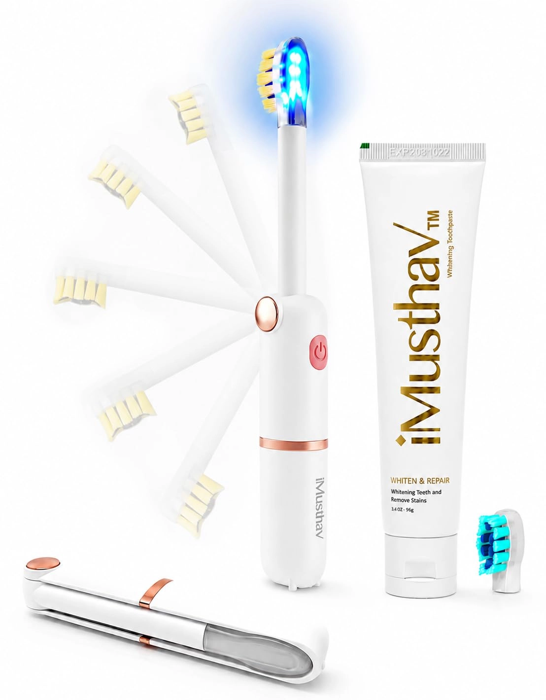 iMusthav Foldable Sonic ToothBrush - Travel Whitening Blue LED