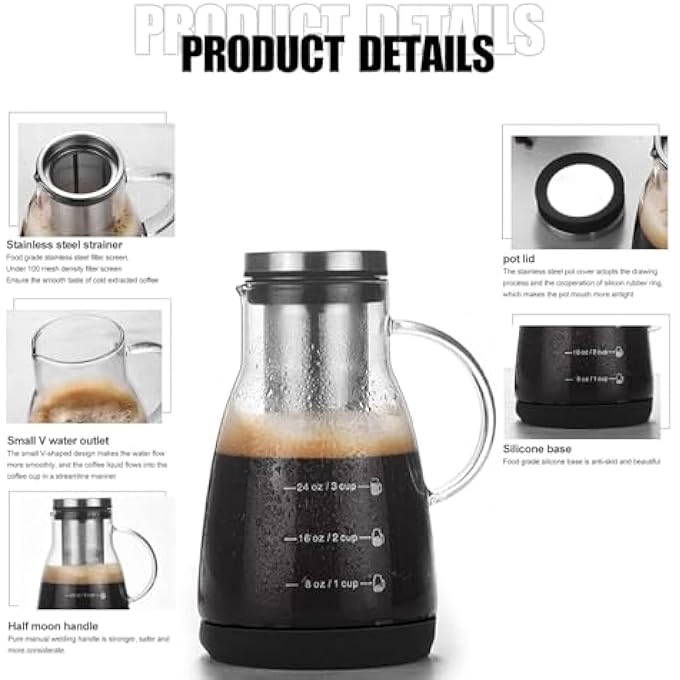 Cold Brew - 32Oz Airtight Removable Stainless Steel Filter