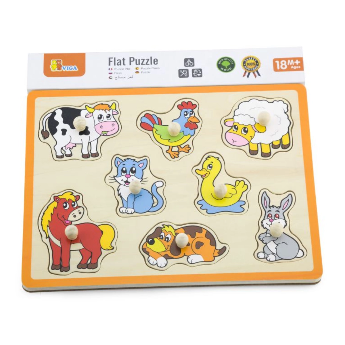 Farm Animals Knob Puzzle - Suitable for 18 months & above 8 pieces