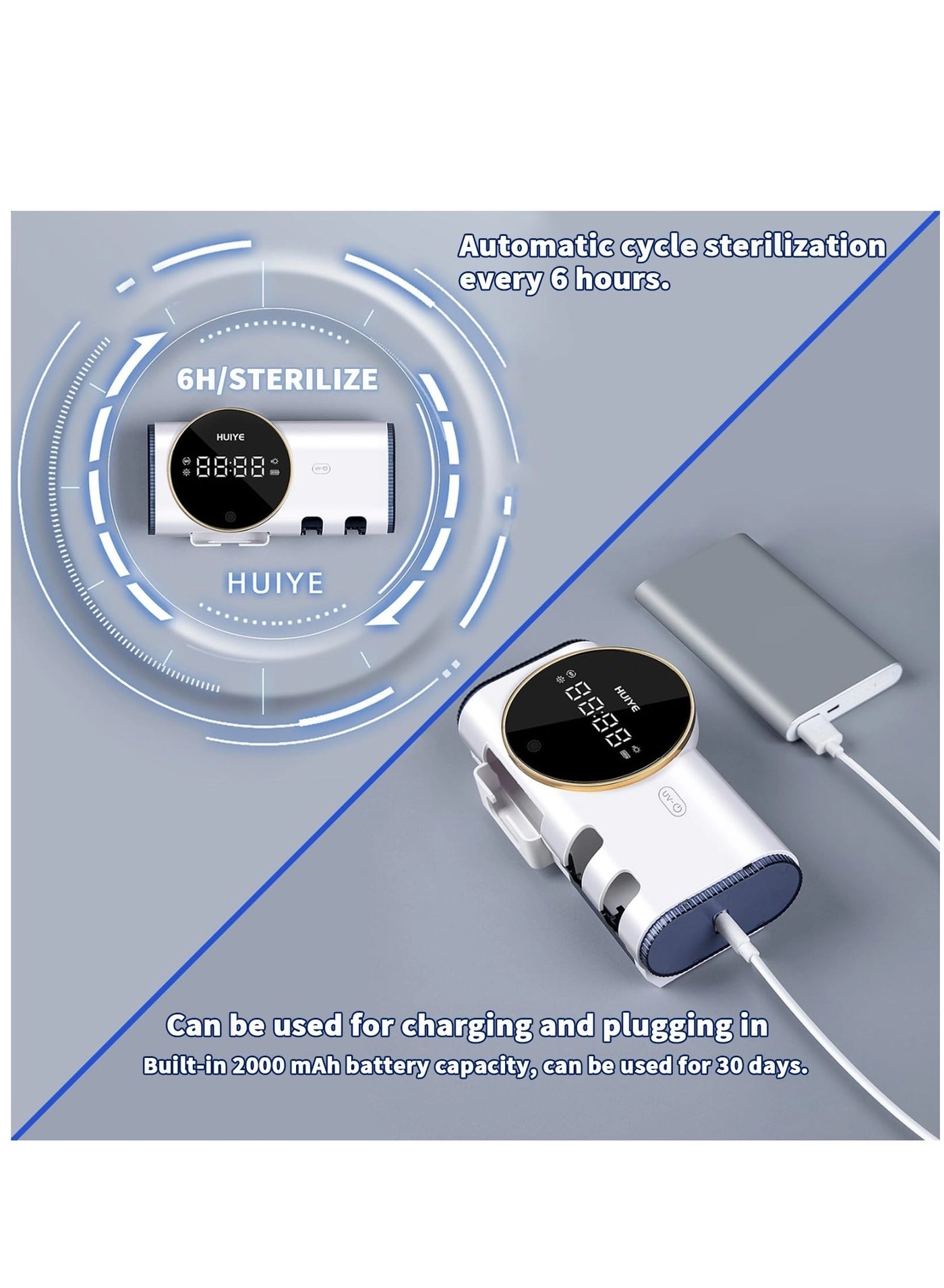 Smart Cleaning Toothbrush Holder - Wall Mounted 2 Brush Slots