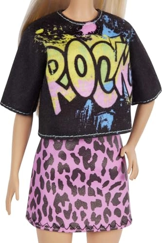 Barbie Fashionistas Doll #155 - Long Blonde Hair Rock Graphic T-Shirt Ages 3+