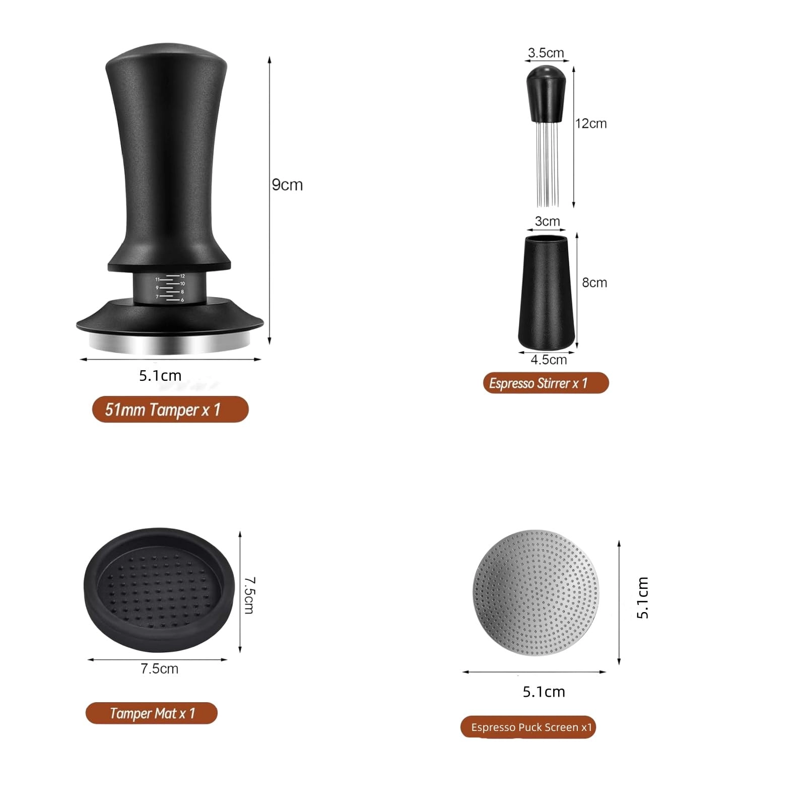51mm Coffee Tamper - 24PCS 316stainlesss Kit