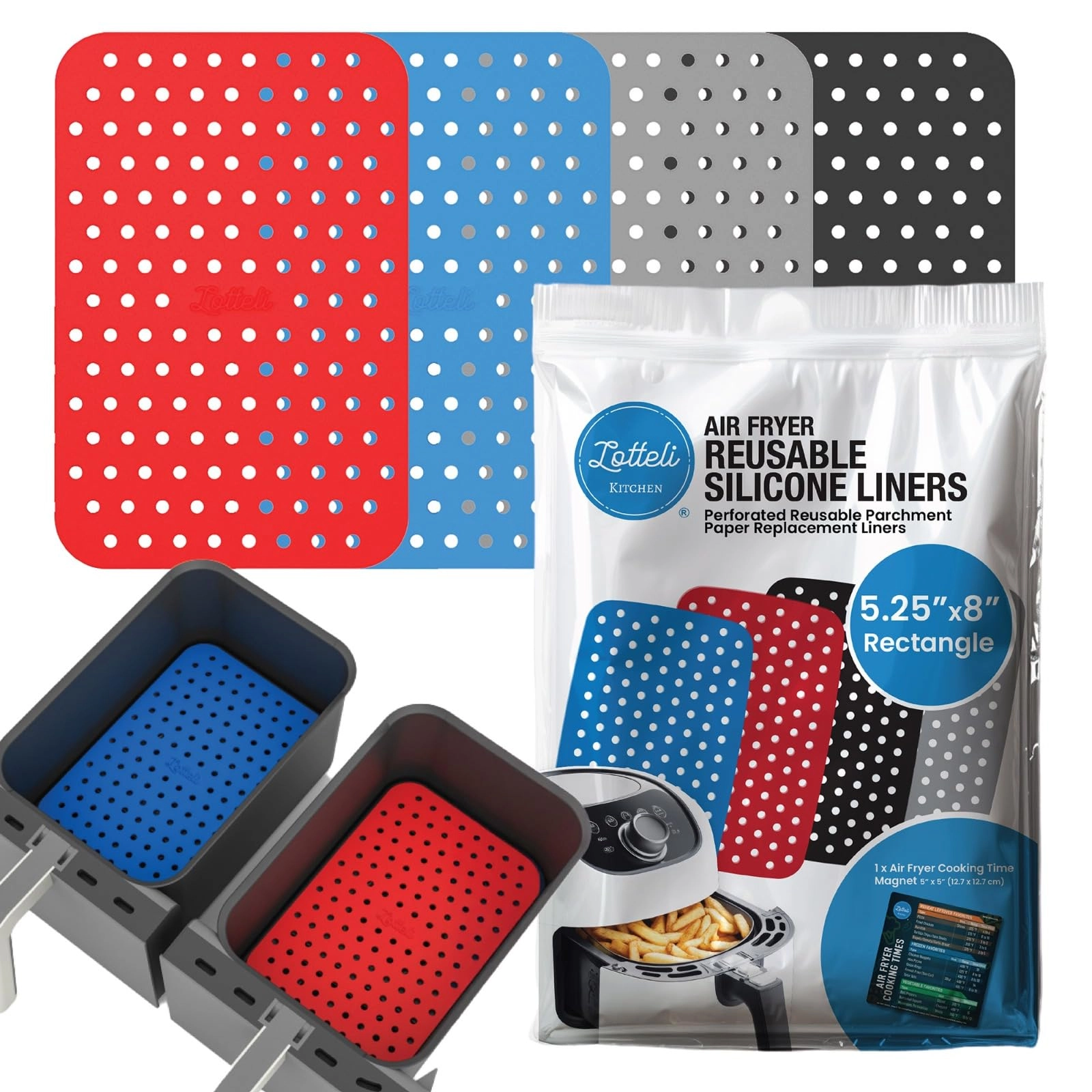 Lotteli Inc. Double Basket Air Fryer Liners - Silicone 4 Pack
