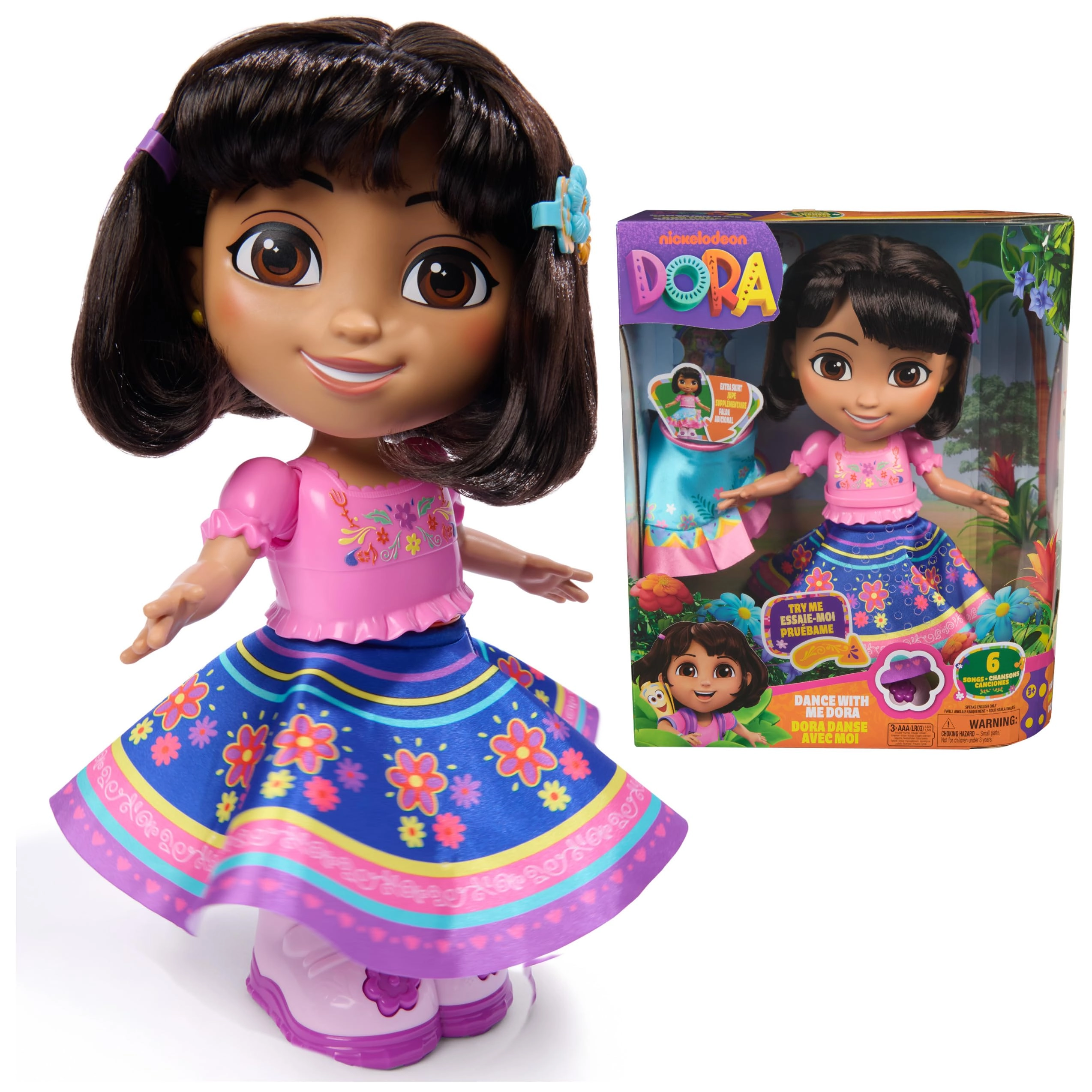 Spin Master Dora Interactive Dancer Doll - Two Skirts Music Bilingual Phrases Ages 3+