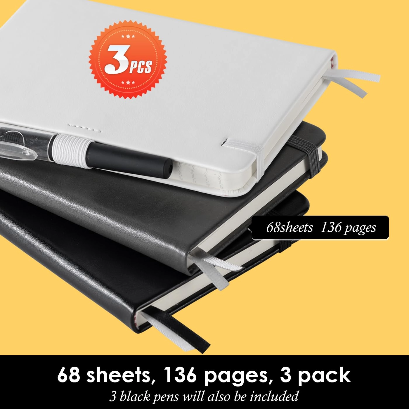 Small Notebook Journal - 68 Sheets 3 Pack Ruled