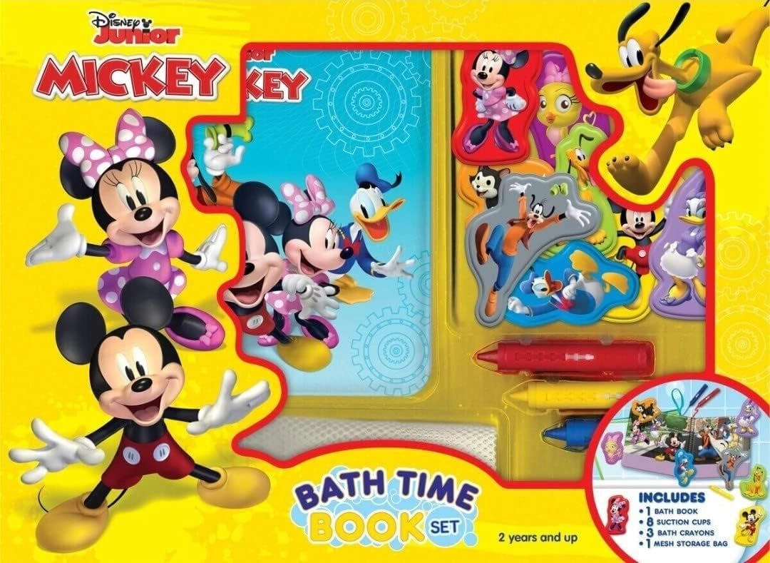 Phidal Mickey & Minnie Bath Time Deluxe Book Set - 6 Page 8 Suction Cup Toys 3 Bath Crayons